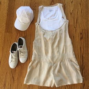 Anthropologie London Jean linen Romper ivory M